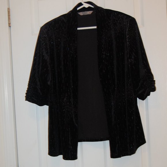 TAN JAY  Women's Black/Silver Velour Jacket Size Large Petite - Picture 2 of 9